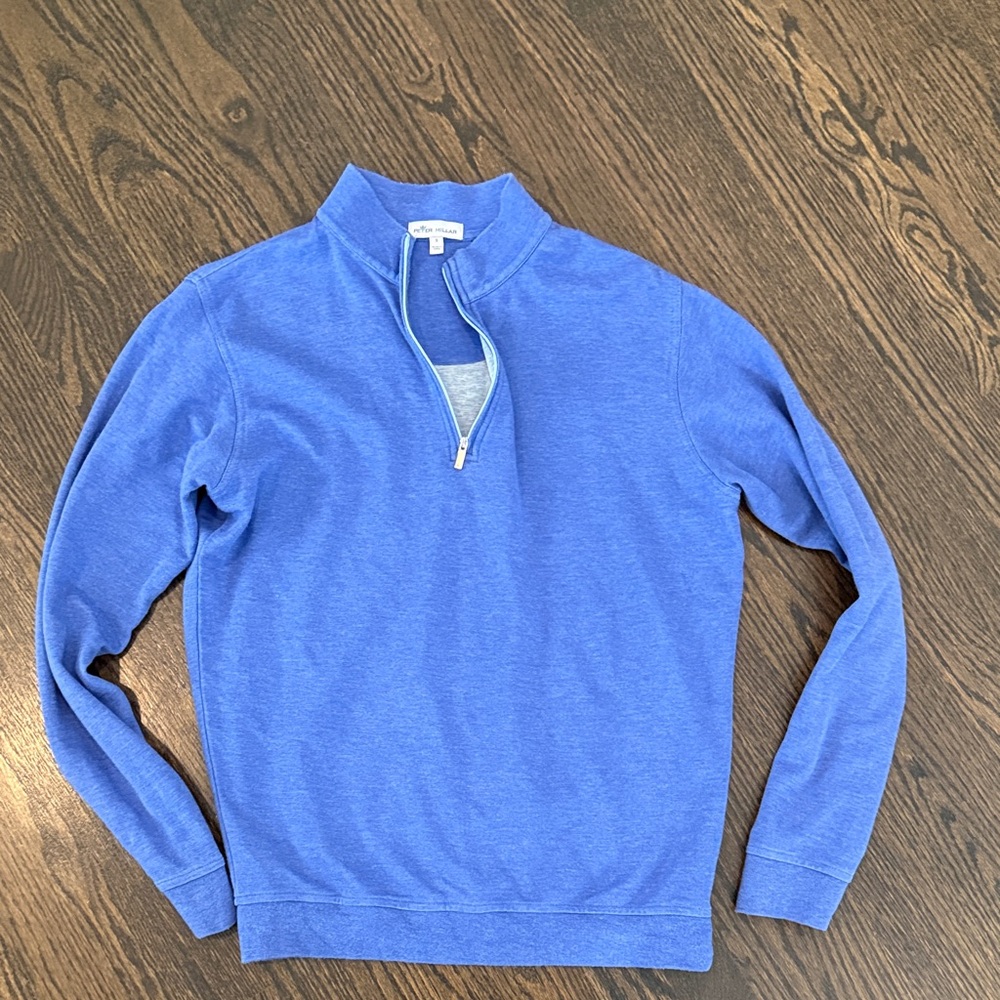 Peter Millar Men's Blue Quarter-Zip Sweater